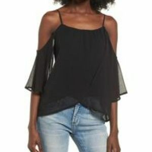 Lush double hem tank in black